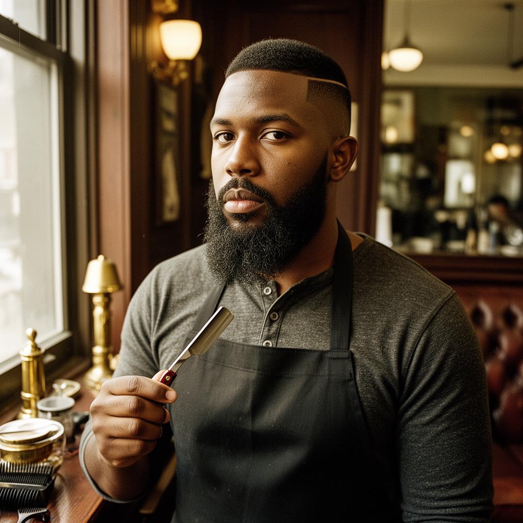 Barber Lineup — three masters, asymmetric grid, grayscale until you stop.